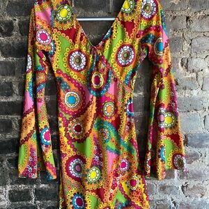 Leg Avenue Vibrant Floral Long Sleeve Dress